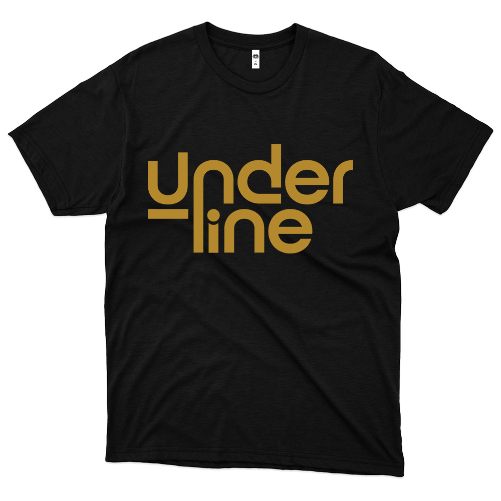 Underline (Camiseta Preta) - Logo Dourado