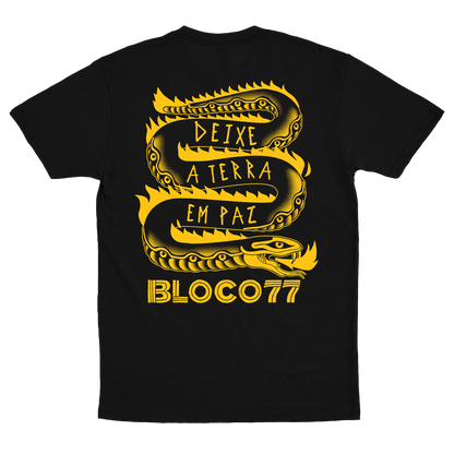Bloco 77 (Camiseta Preta) - Deixe a terra em Paz