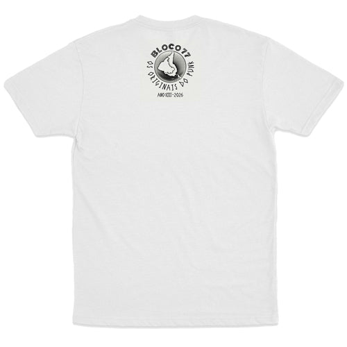 Bloco 77 (Camiseta Branca) - Deixe a terra em Paz
