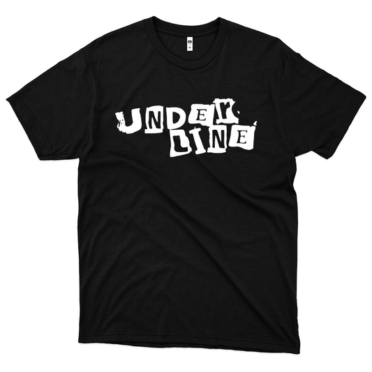 Underline (Camiseta Preta)  - Logo Branco
