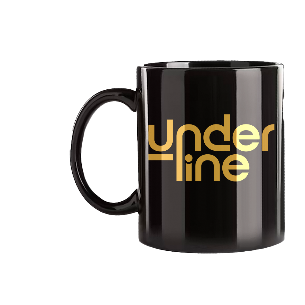Underline (Caneca Preta) - Logo Dourado