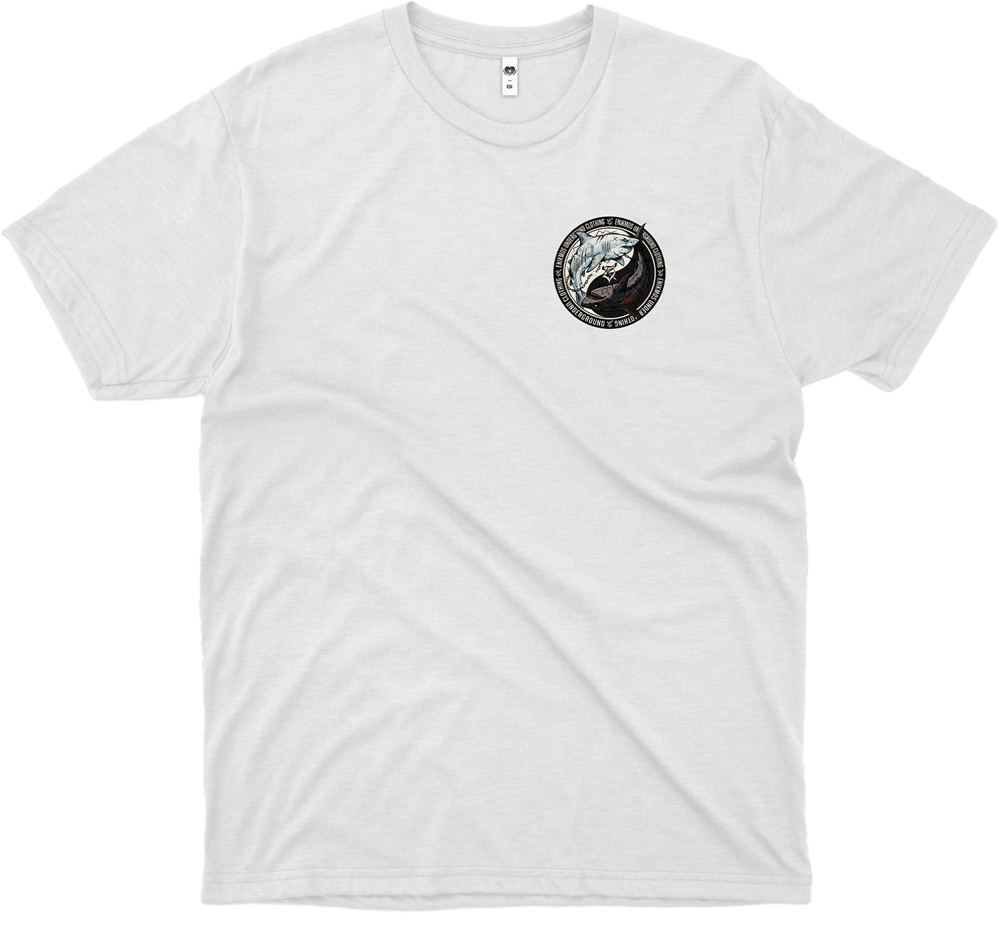 Enikmos (Camiseta Branca)  - Yin Yang Shark - Ocean Balance Edition