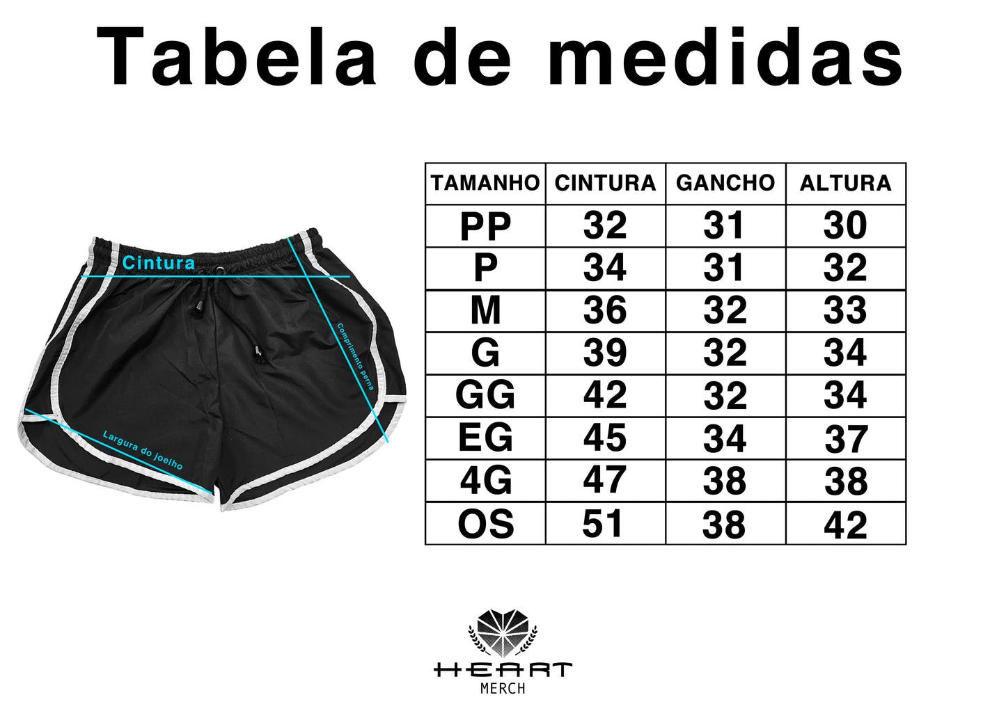 Braza (Shorts de Tactel Preto) - Logo