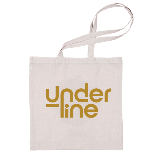 Underline (Totebag Branca) - Logo Dourado