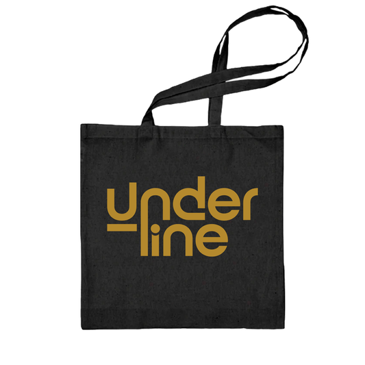 Underline (Totebag Preta) - Logo Dourado