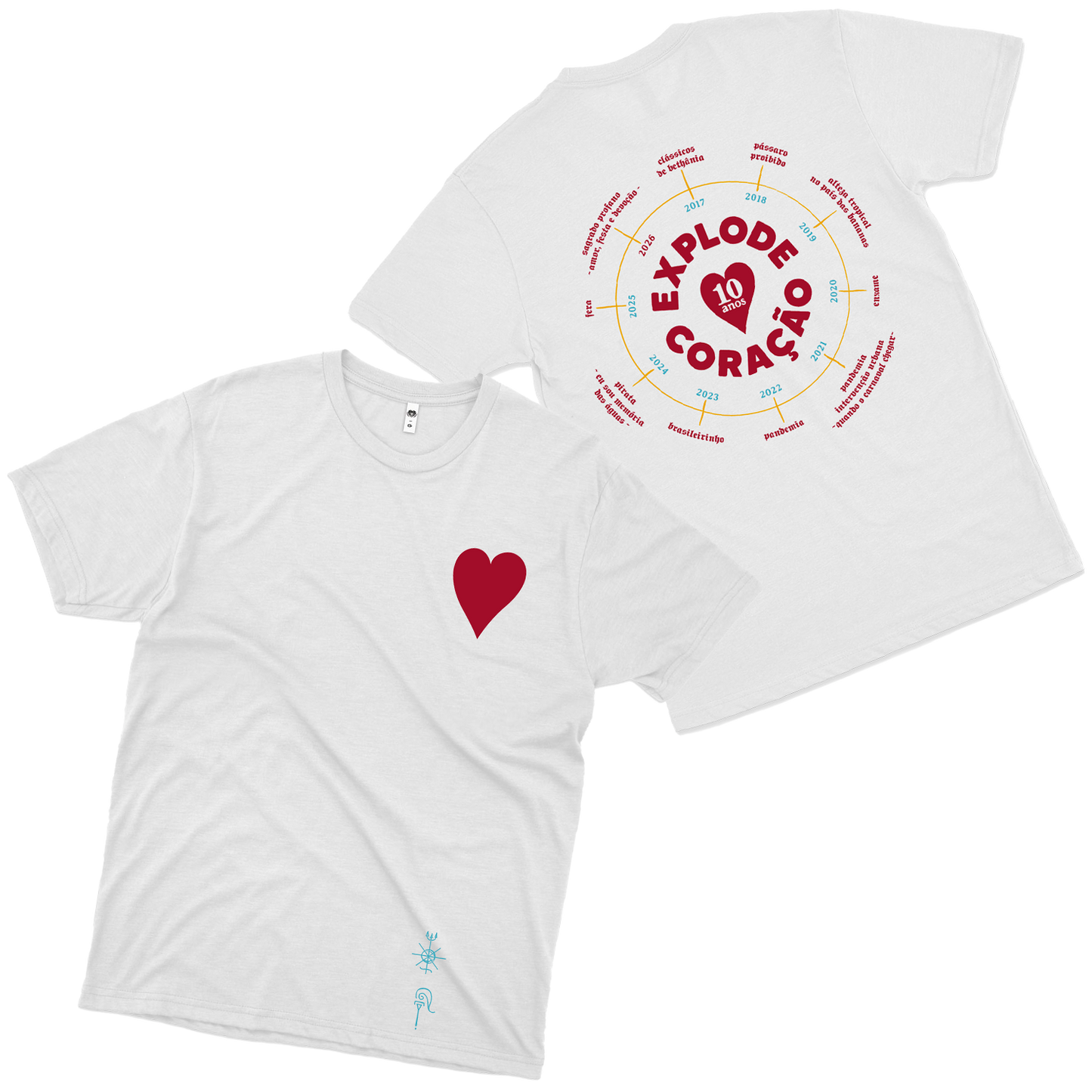 Bloco Explode Coração (Camiseta Branca)  - 10  ANOS