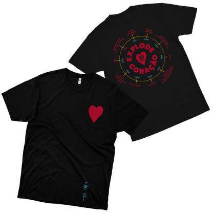 Bloco Explode Coração (Camiseta Preta) - 10 ANOS