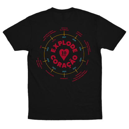 Bloco Explode Coração (Camiseta Preta) - 10 ANOS